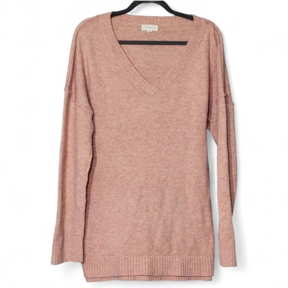 Promesa V Neck Slouchy Sweater M Pink Orange Boho Soft Girl Cozy